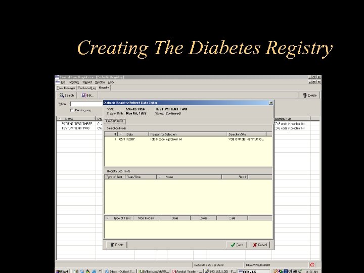 Creating The Diabetes Registry 