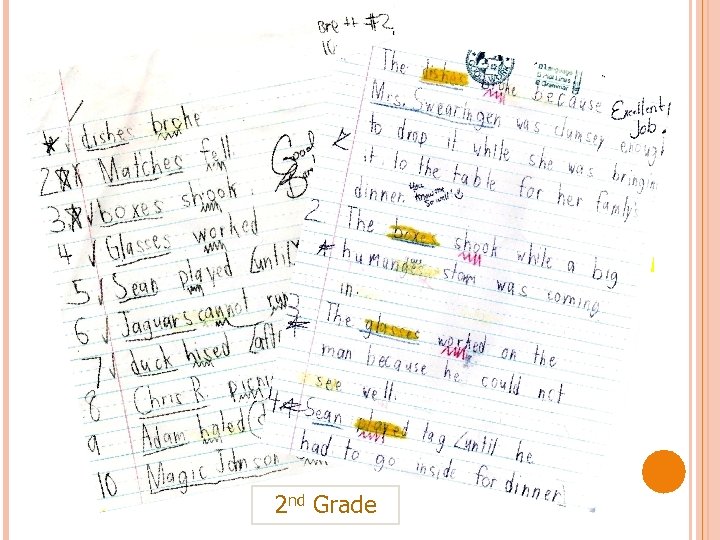 This teacher asks students to create barebones sentences for their spelling words and then