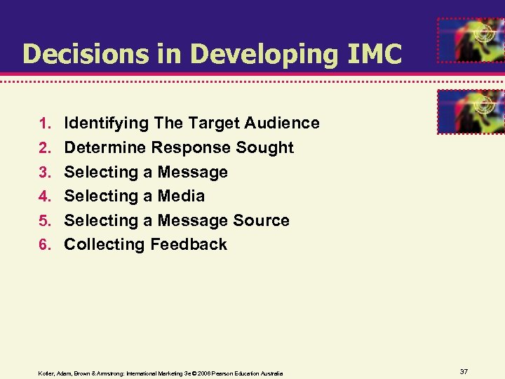 Decisions in Developing IMC 1. Identifying The Target Audience 2. Determine Response Sought 3.
