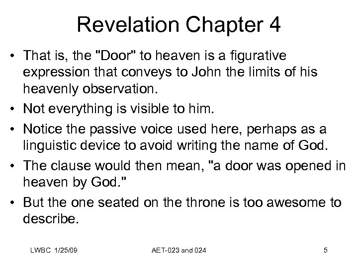 Revelation Chapter 4 • That is, the 