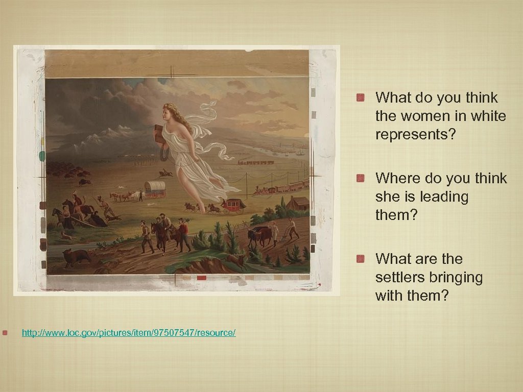 What do you think the women in white represents? Where do you think she