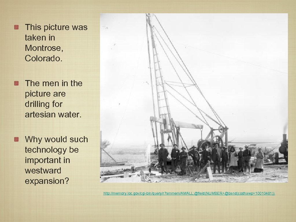 This picture was taken in Montrose, Colorado. The men in the picture are drilling