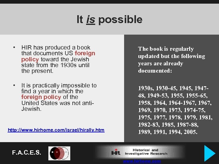 It is possible • HIR has produced a book that documents US foreign policy