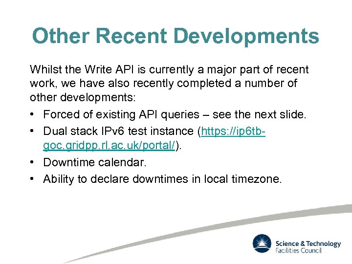 Other Recent Developments Whilst the Write API is currently a major part of recent