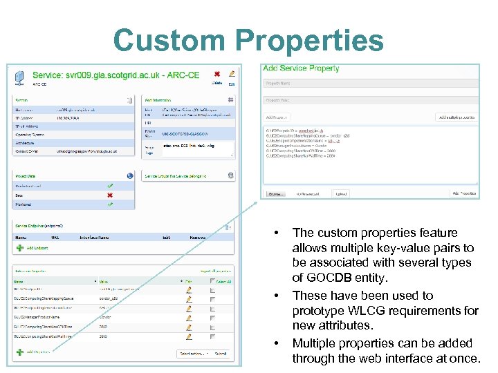 Custom Properties • • • The custom properties feature allows multiple key-value pairs to