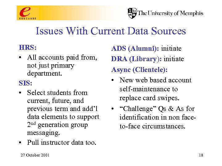 Issues With Current Data Sources HRS: • All accounts paid from, not just primary