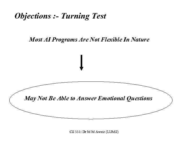 Objections : - Turning Test Most AI Programs Are Not Flexible In Nature May