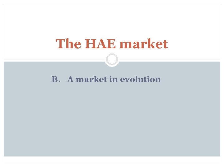 The HAE market B. A market in evolution 