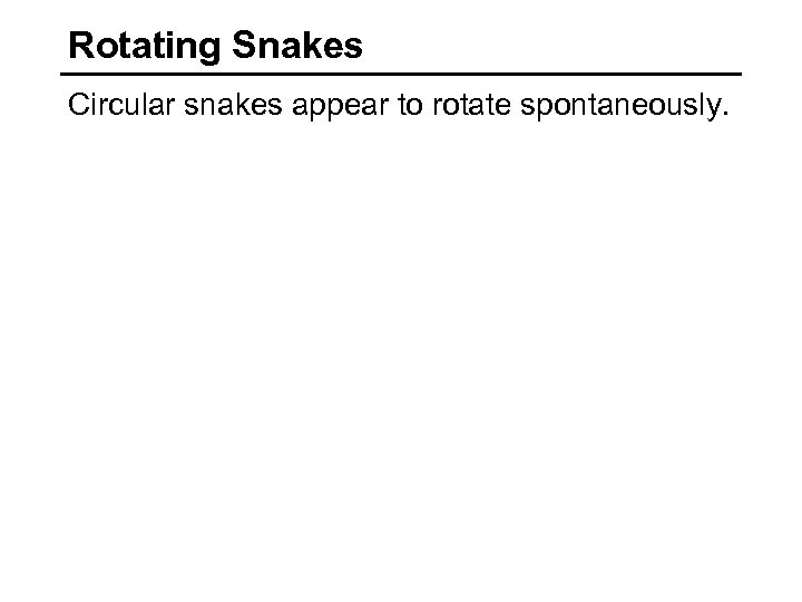 Rotating Snakes Circular snakes appear to rotate spontaneously. 