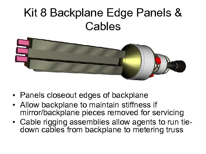 Kit 8 Backplane Edge Panels & Cables • Panels closeout edges of backplane •