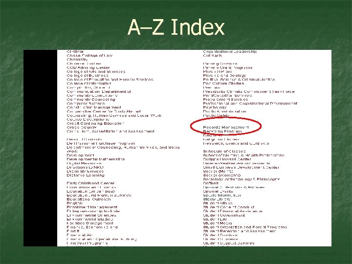 A–Z Index 