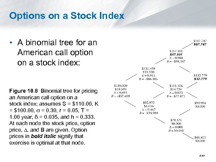 Options on a Stock Index • A binomial tree for an American call option