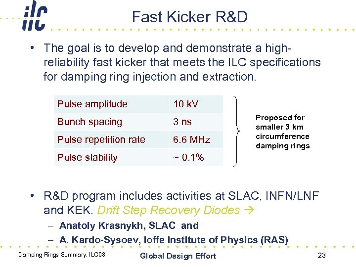 Fast Kicker R&D • The goal is to develop and demonstrate a highreliability fast