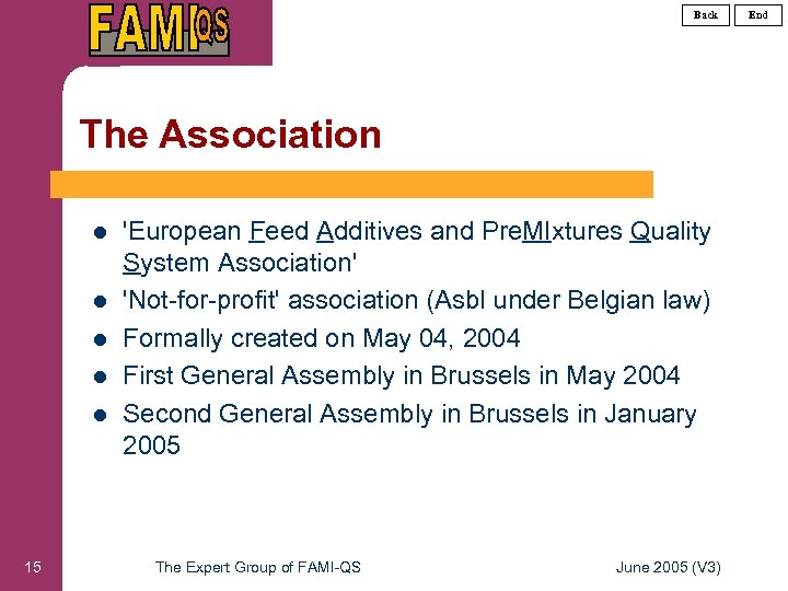 Back The Association l l l 15 'European Feed Additives and Pre. MIxtures Quality