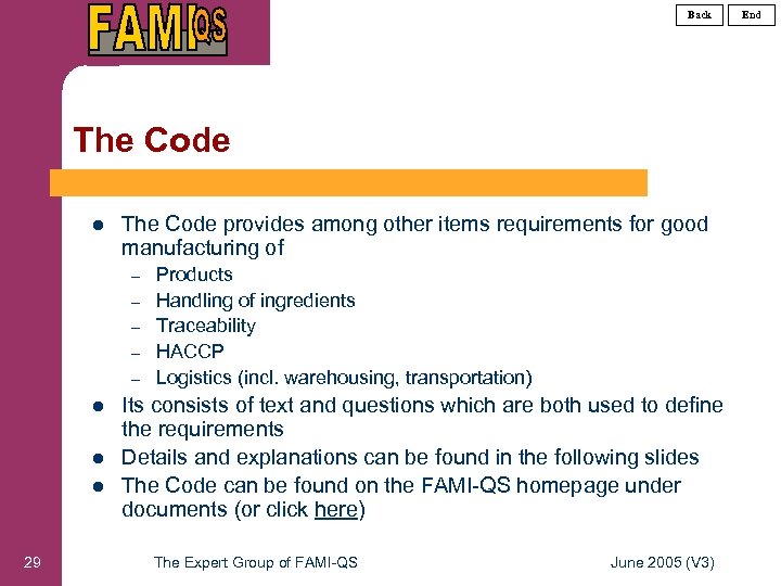 Back The Code l The Code provides among other items requirements for good manufacturing