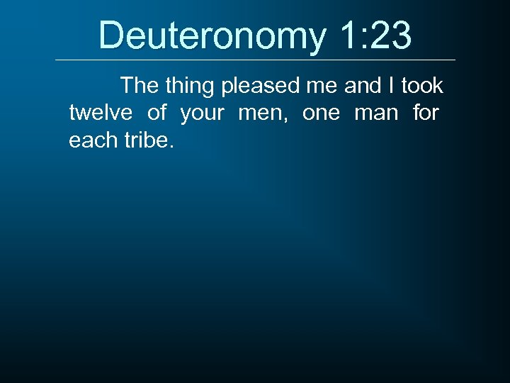 Deuteronomy 1: 23 The thing pleased me and I took twelve of your men,