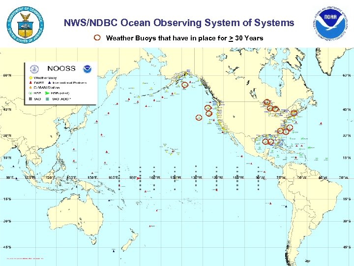 NWS/NDBC Ocean Observing System of Systems Weather Buoys that have in place for >