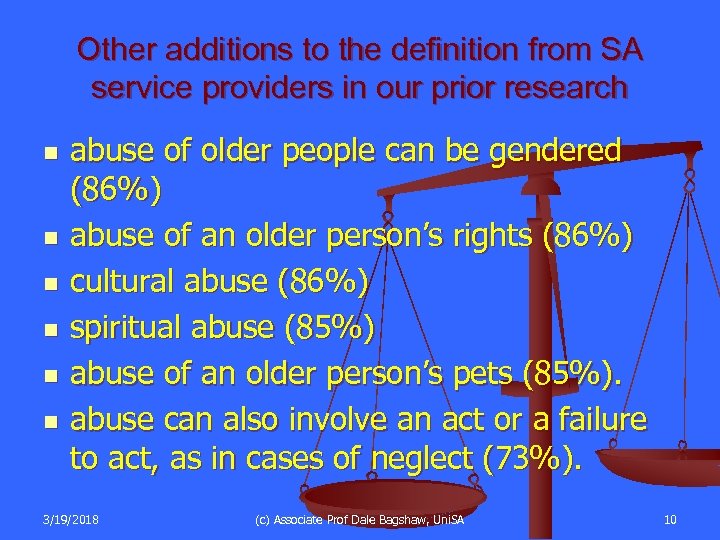 Other additions to the definition from SA service providers in our prior research n
