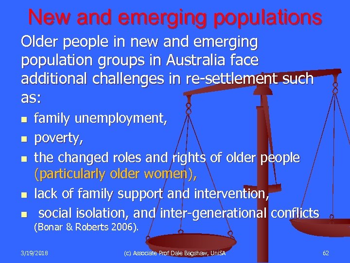 New and emerging populations Older people in new and emerging population groups in Australia