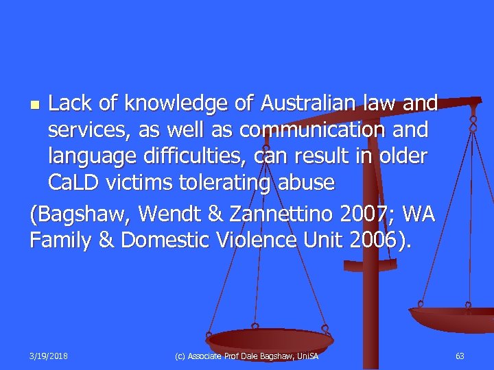 Lack of knowledge of Australian law and services, as well as communication and language