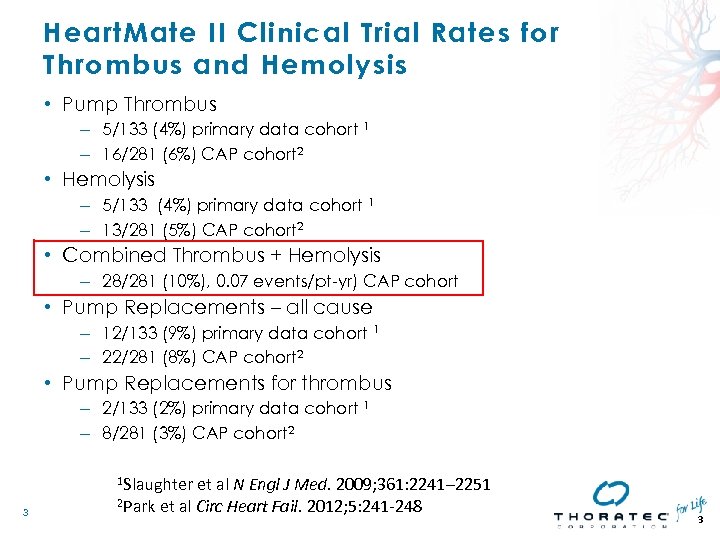 Heart. Mate II Clinical Trial Rates for Thrombus and Hemolysis • Pump Thrombus –