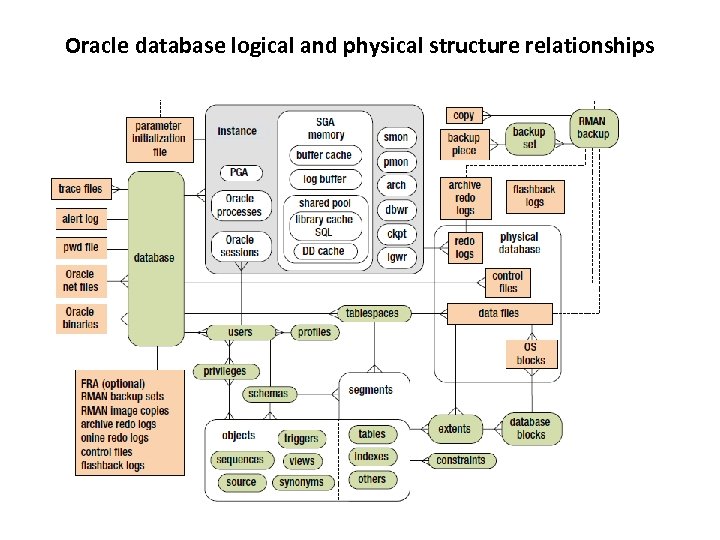 Oracle database logical and physical structure relationships 