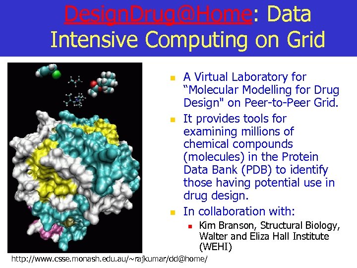 Design. Drug@Home: Data Intensive Computing on Grid n n n A Virtual Laboratory for