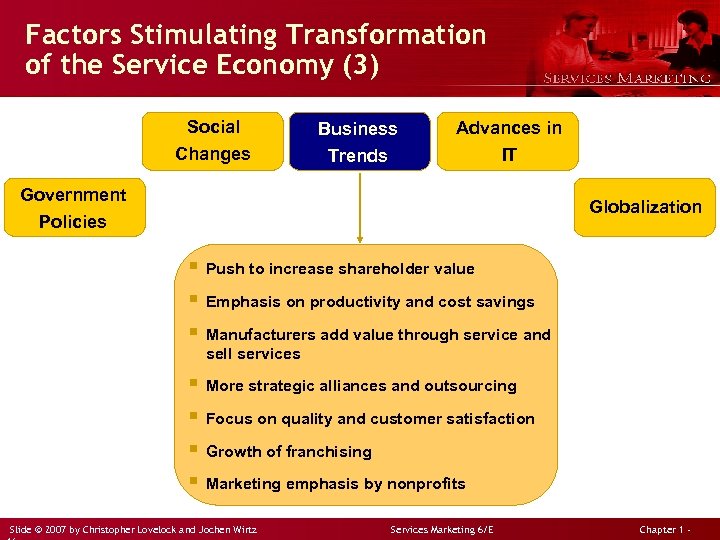 Factors Stimulating Transformation of the Service Economy (3) Social Changes Business Trends Advances in