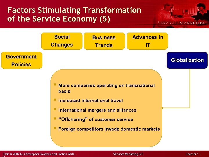 Factors Stimulating Transformation of the Service Economy (5) Social Changes Business Trends Advances in