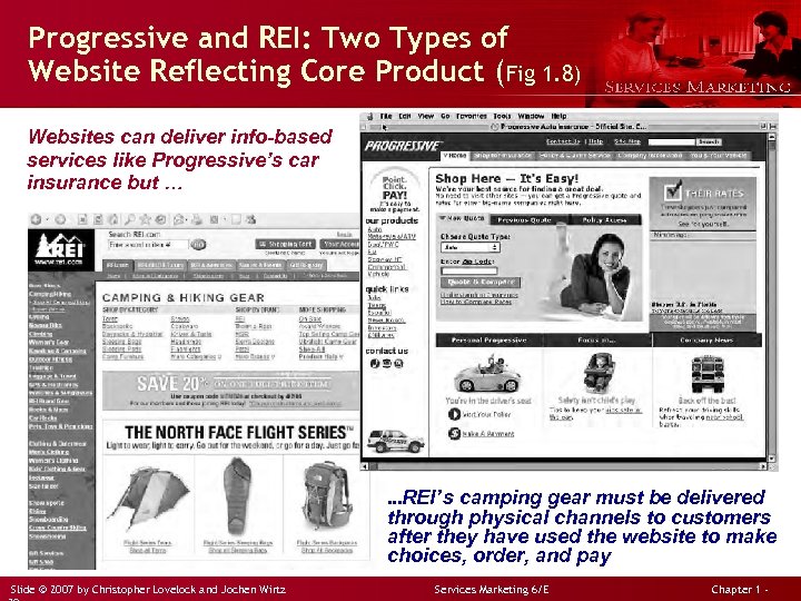 Progressive and REI: Two Types of Website Reflecting Core Product (Fig 1. 8) Websites