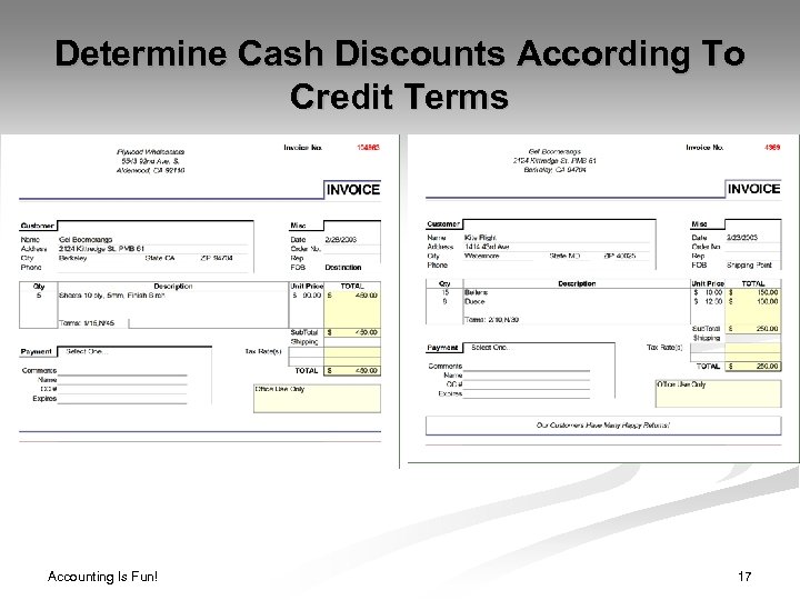 Determine Cash Discounts According To Credit Terms Accounting Is Fun! 17 