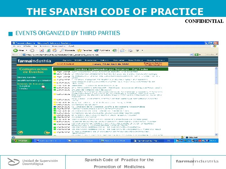 THE SPANISH CODE OF PRACTICE CONFIDENTIAL g EVENTS ORGANIZED BY THIRD PARTIES Spanish Code