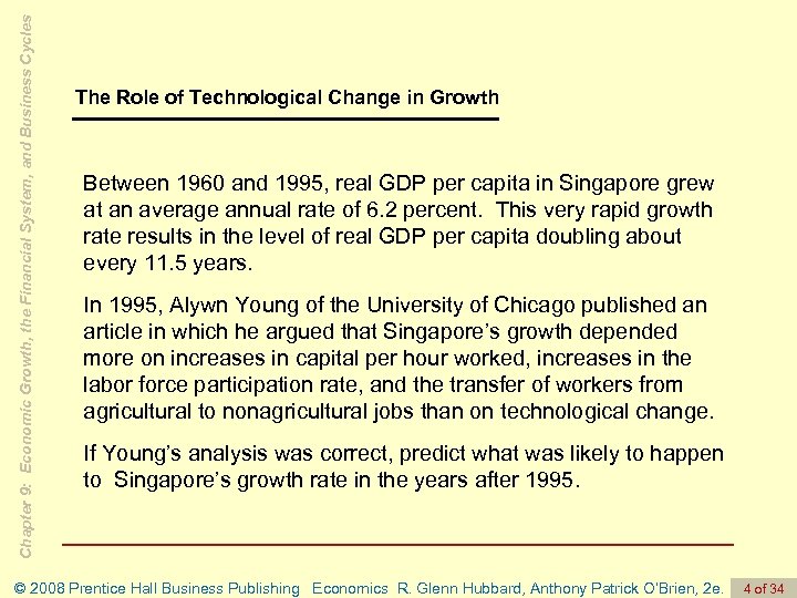 Chapter 9: Economic Growth, the Financial System, and Business Cycles The Role of Technological