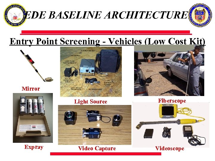 EDE BASELINE ARCHITECTURE Entry Point Screening - Vehicles (Low Cost Kit) Mirror Light Source