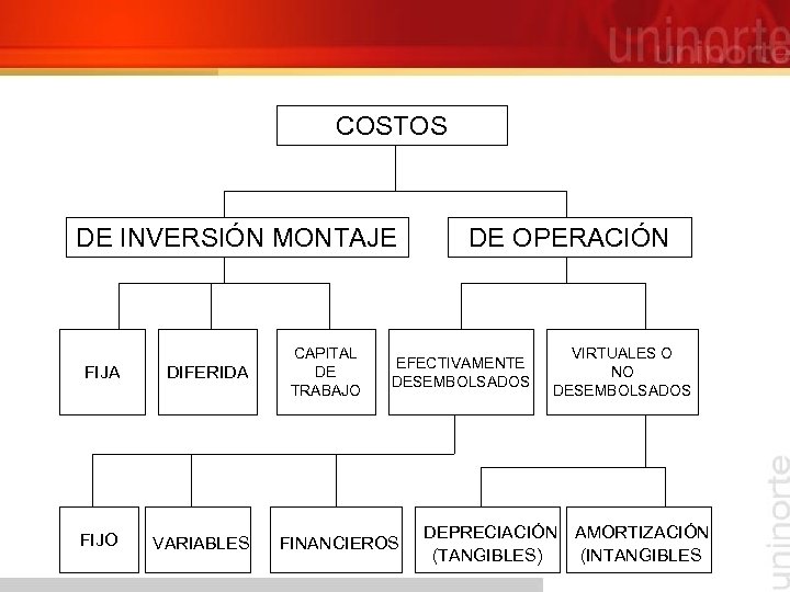 COSTOS DE INVERSIÓN MONTAJE FIJA FIJO DIFERIDA CAPITAL DE TRABAJO DE OPERACIÓN EFECTIVAMENTE DESEMBOLSADOS