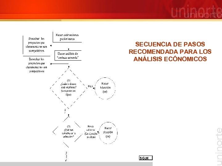 SECUENCIA DE PASOS RECOMENDADA PARA LOS ANÁLISIS ECÓNOMICOS 