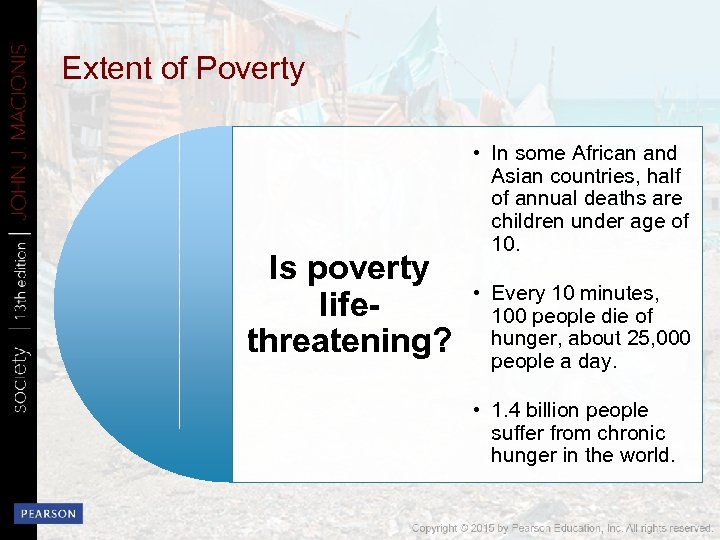 Extent of Poverty Is poverty lifethreatening? • In some African and Asian countries, half