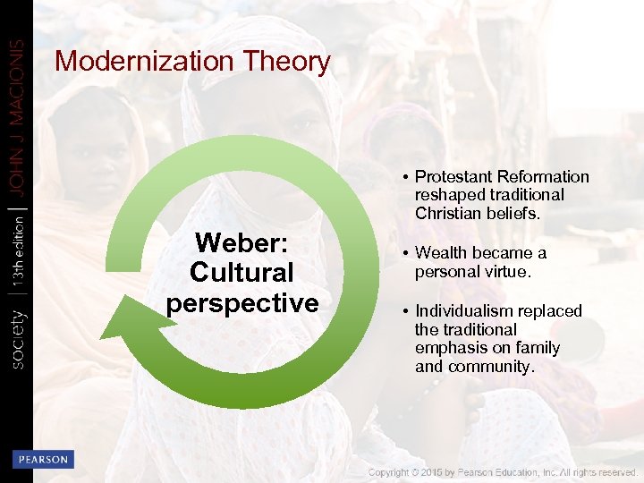 Modernization Theory • Protestant Reformation reshaped traditional Christian beliefs. Weber: Cultural perspective • Wealth