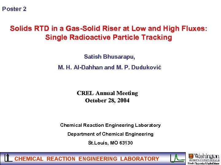 Poster 2 Solids RTD in a Gas-Solid Riser at Low and High Fluxes: Single