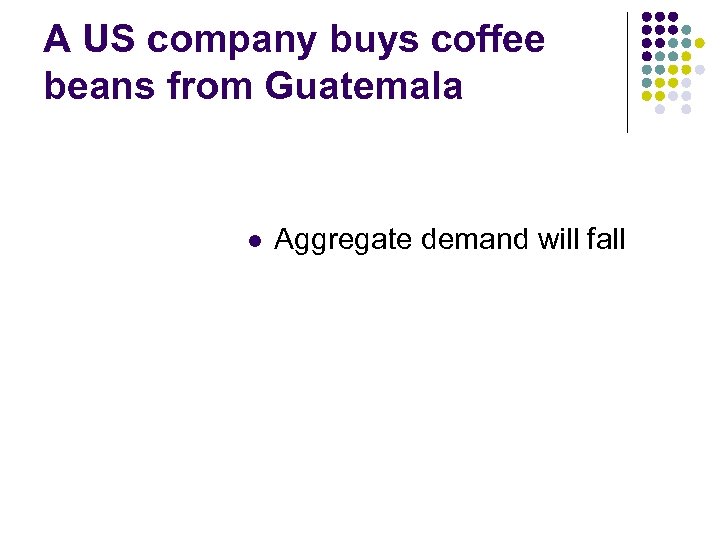 A US company buys coffee beans from Guatemala l Aggregate demand will fall 