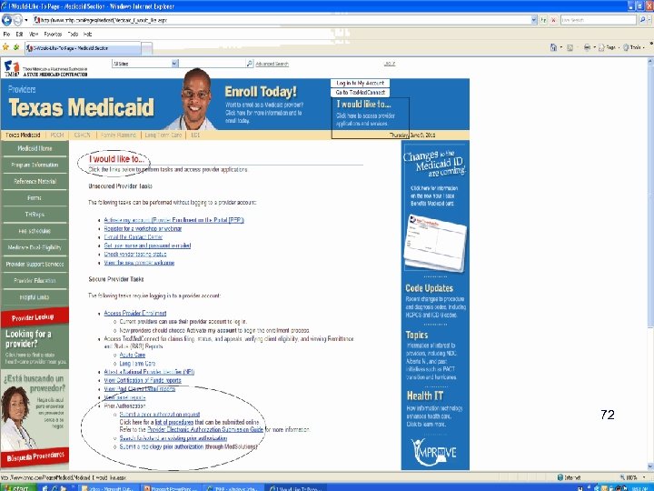 New Online Prior Authorization Request Process: FFS or PCCM 72 