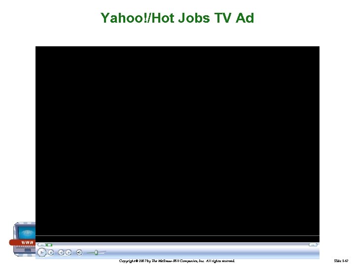 Yahoo!/Hot Jobs TV Ad Copyright © 2007 by The Mc. Graw-Hill Companies, Inc. All