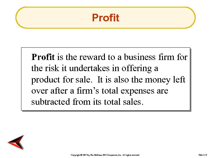 Profit is the reward to a business firm for the risk it undertakes in