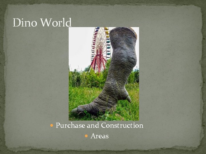 Dino World Purchase and Construction Areas 