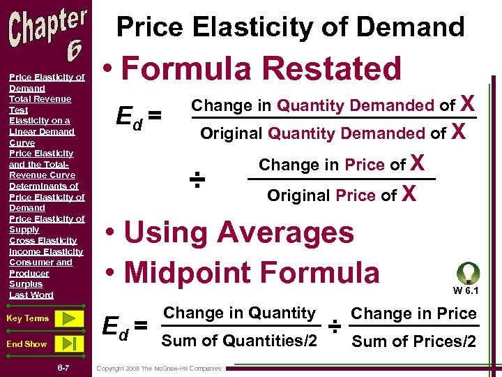 Price Elasticity of Demand Total Revenue Test Elasticity on a Linear Demand Curve Price