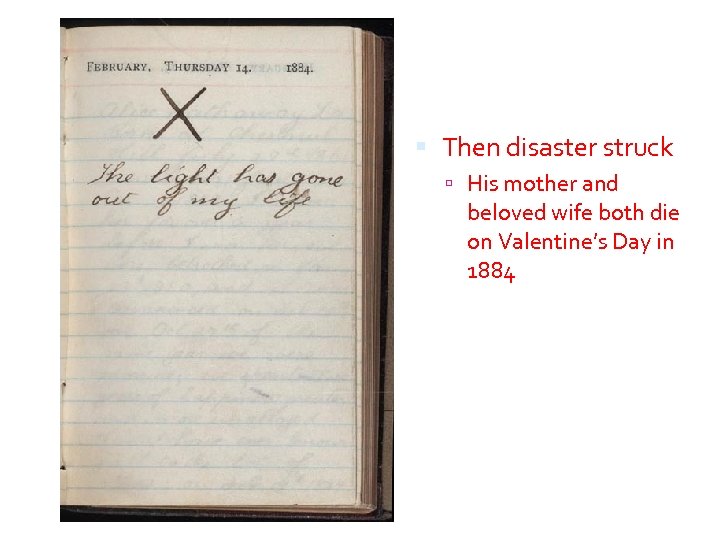  Then disaster struck His mother and beloved wife both die on Valentine’s Day