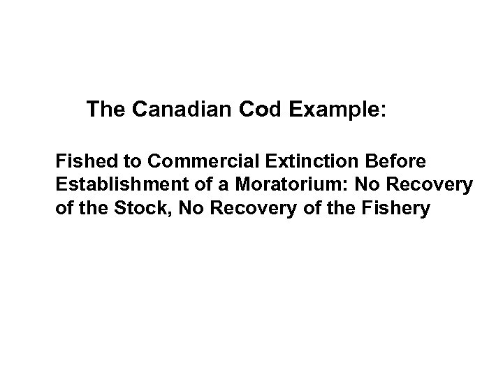 The Canadian Cod Example: Fished to Commercial Extinction Before Establishment of a Moratorium: No