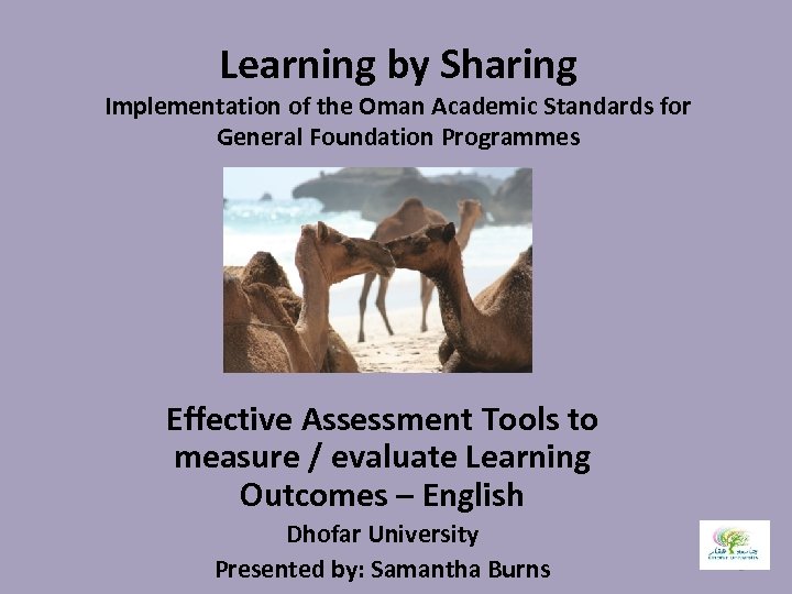 Learning by Sharing Implementation of the Oman Academic Standards for General Foundation Programmes Effective