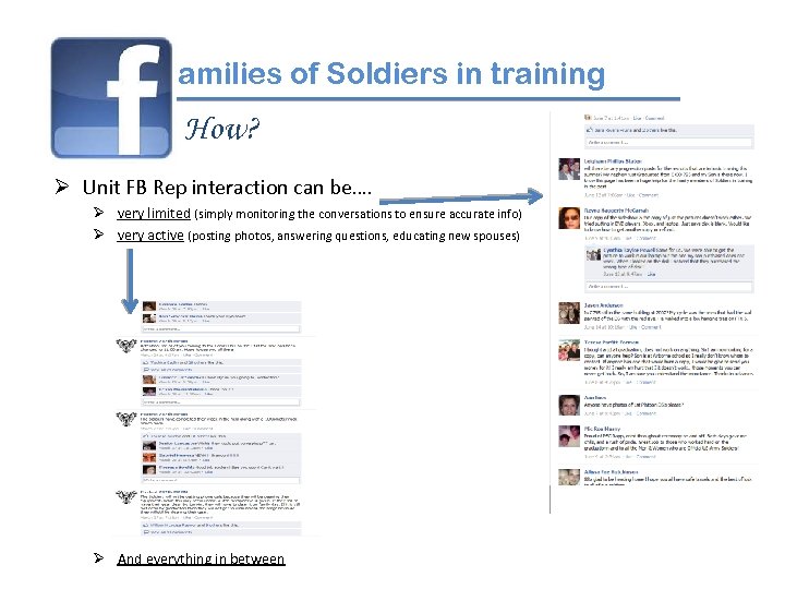 amilies of Soldiers in training How? Ø Unit FB Rep interaction can be…. Ø