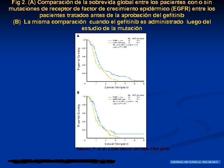 Fig 2. (A) Comparación de la sobrevida global entre los pacientes con o sin